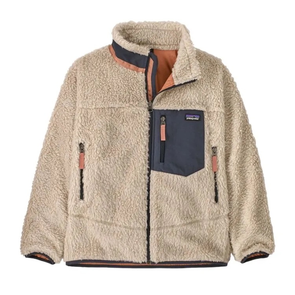 Patagonia Boys Metro X Jacket Natural/Smolder Blue M Sz 10 like New